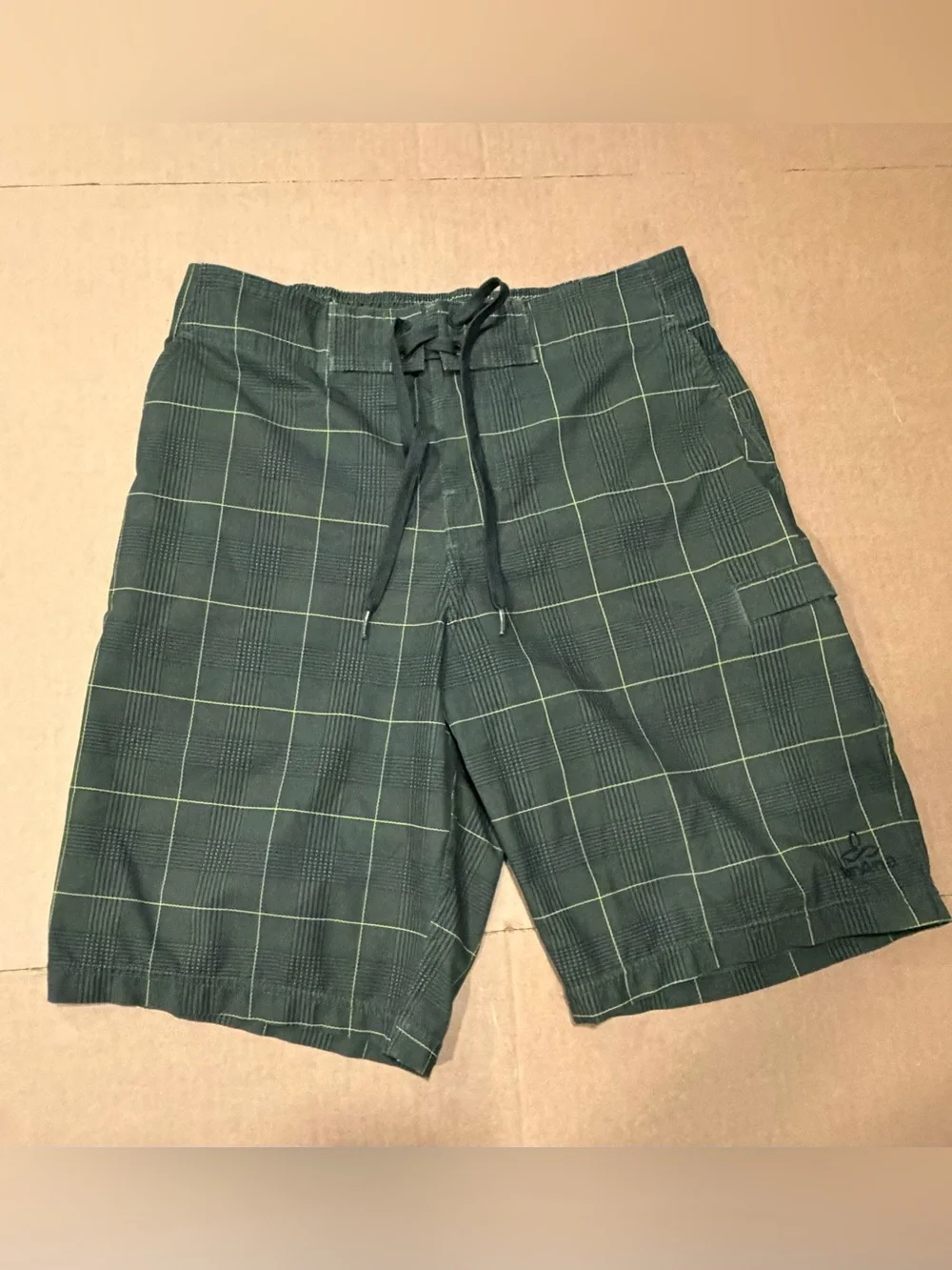 Prana Green Plaid Men's Board Shorts